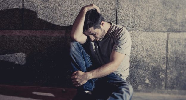 Man with the signs of heroin use Man with the signs of heroin use